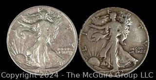 US: (2) 1942 Walking Liberty Silver Half-Dollar Coins