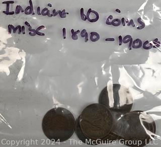 US: (10) Indian Head One Cent Coins 1906 1904 1907 1900 1907 1906 1907 1907 1901 1904