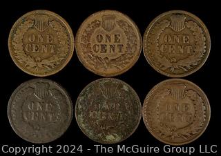 US: (6) Indian Head 1 Cent Coins Including 1880 1889 1900 1903 1905