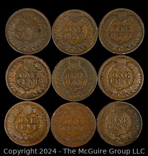 US: (9) Indian Head 1 Cent Coins Including 1907 1901 1898 1903 1898 1902 1905 1899 1906