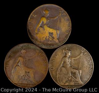 Foreign: (3) British Pennies 1901 1906 1907