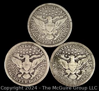 US: (3) Barber Quarters 1898 1899 1916