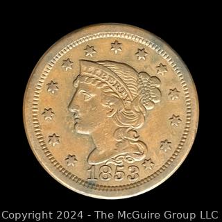 US: 1853 Braided Hair Large Cent 