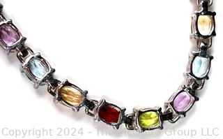 Sterling Silver with Multicolor Gemstones Tennis Bracelet