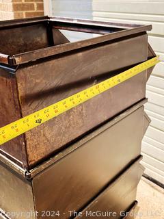 Five (5) Steel Industrial Stacking Hopper Bins by Mohawk Metal Company, Chicago. 19w x 24d x 48" Tall