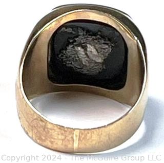 14kt Yellow Gold Men's Signet Ring with Onyx Insert and Initials