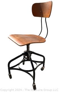 Industrial Adjustable Swivel Chair By Toledo Metal Furniture Co. Stamped Board of Education of Carroll County Schools. 16w x 14d x 35" Tall