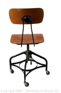 Industrial Adjustable Swivel Chair By Toledo Metal Furniture Co. Stamped Board of Education of Carroll County Schools. 16w x 14d x 35" Tall