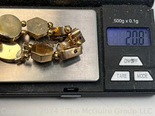 Antique 14k Yellow Gold Slider Charm Bracelet with Gemstones.  First of three offered in this auction.  