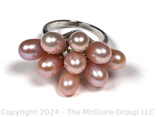 Sterling Silver with Pink Fresh Water Pearl Cluster Ring