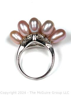 Sterling Silver with Pink Fresh Water Pearl Cluster Ring