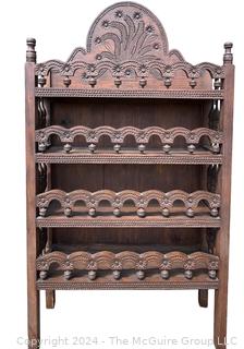 Early 20th-C. Moroccan Carved Bookcase or Etagere.  39" wide by 71" tall.