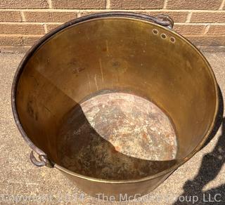 Large Brass Cauldron with Handle.  22" Diameter.