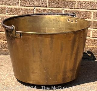 Large Brass Cauldron with Handle.  22" Diameter.