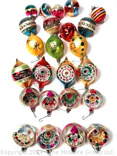 Hand Painted Mercury Glass Christmas Ornaments with Indents.