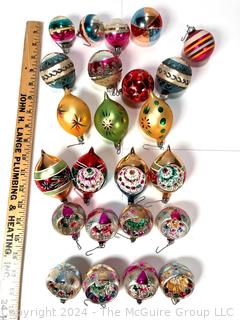 Hand Painted Mercury Glass Christmas Ornaments with Indents.