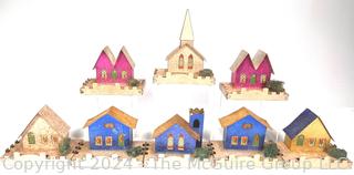 Set of Christmas Village Putz Houses by Dolly Toy Company in Box