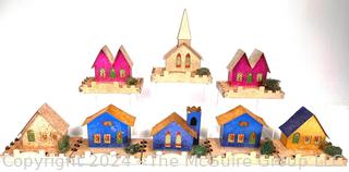 Set of Christmas Village Putz Houses by Dolly Toy Company in Box