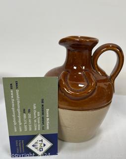 Mixed Grouping: Vintage Thermos; Handmade Yellow Pottery Pig Bank with Several Lidded Bowls: Metal, Ceramic, Wood