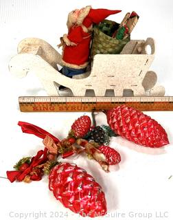 Santa and His Sleigh Table Decor with Glass Ornaments