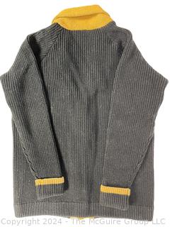 Wool Black and Gold Letterman's Cardigan Sweater Made by Sweaters by Bergman. 