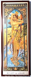 Framed Under Glass Art Nouveau Print by Alphonse Mucha 1899. First in a series of four offered in this auction.  15.5" x 44"