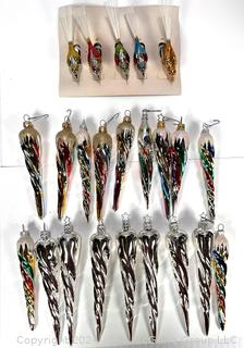 Hand Painted Mercury Glass Icicle Christmas Ornaments