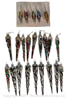 Hand Painted Mercury Glass Icicle Christmas Ornaments