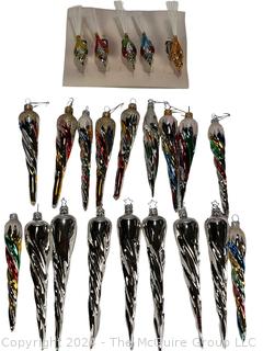 Hand Painted Mercury Glass Icicle Christmas Ornaments