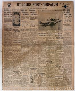 St. Louis Post Dispatch October 13, 1933 - Opening of Alcatraz Prison and Machine Gun Kelly Original Newspaper