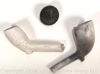 Two (2) Pipes and Civil War Button Found on Vicksburg Battlefield (Confederate Army of Mississippi)