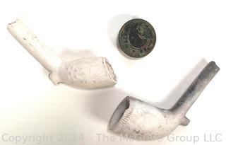 Two (2) Pipes and Civil War Button Found on Vicksburg Battlefield (Confederate Army of Mississippi)