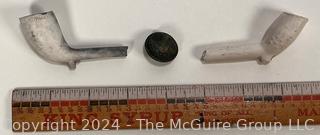 Two (2) Pipes and Civil War Button Found on Vicksburg Battlefield (Confederate Army of Mississippi)