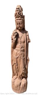 Asian Goddess Terracotta Pottery Garden Statue. 41" Tall