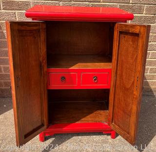 Red Asian Inspired Cabinet. 12 x 20 x 32" Tall