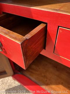 Red Asian Inspired Cabinet. 12 x 20 x 32" Tall