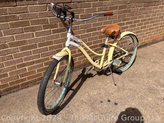 Yellow Woman's Alpha Custom Aluminum Cruiser Bicycle, personalized "Nana Dudd's"