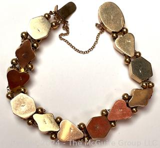 Antique 14k Yellow Gold Slider Charm Bracelet with Gemstones.  First of three offered in this auction.  