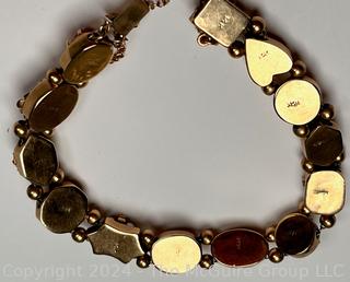 Antique 14k Yellow Gold Slider Charm Bracelet with Gemstones.  Second of three offered in this auction. 