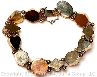 Antique 14k Yellow Gold Slider Charm Bracelet with Gemstones.  Third of three offered in this auction. 