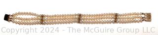 Triple Strand Pearl Bracelet with 14kt Gold Findings