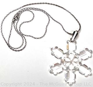 1992 Crystal Snowflake Pendant or Ornament on Krementz Chain Necklace