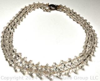 Double Strand Crystal Necklace with Sterling Silver Clasp