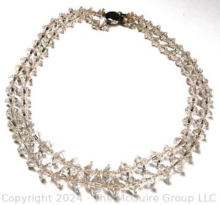 Double Strand Crystal Necklace with Sterling Silver Clasp