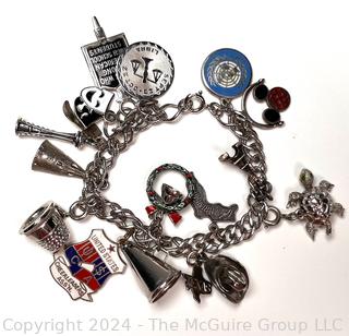 Sterling Silver Bracelet with Charms, Some Sterling.  Total Weight 49 Grams