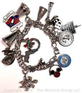 Sterling Silver Bracelet with Charms, Some Sterling.  Total Weight 49 Grams