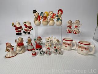 Collection of Porcelain Christmas Decorations and Figurines 