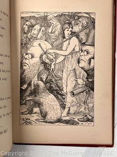 "The Hunting of the Snark: An Agony in Eight Fits" by Lewis Carroll. 

London: MacMillan and Co., 1876. xi,(3),83 pp. 12 mo. Dark Red Front and Rear Boards with Gilt Pictorial Illustrations by Henry Holiday. All edges gilt. Original black endpapers. Printed in London by R. Clay Sons & Taylor. Half title. One old ownership signature. Original plate tissue on Title Page. Last unnumbered leaf contains advertisements for Carrol's other works. A First Edition, this Issue Contains "Baker" for "Butcher" on p83. A fantastical poem involving a strange crew of tradesmen and a beaver as they set off on a journey to find "the Snark". 

1876 First Edition, 17th Printing of 1,000 {Description Updated 9/19/24 at 4:27pm ET}