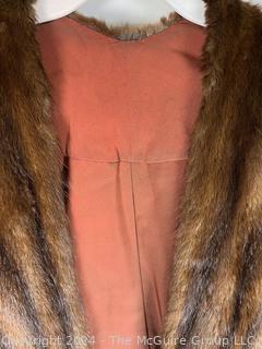 Brown Mink Fur Stole Embroidered with Previous Owners Name, Diana