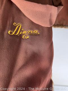 Brown Mink Fur Stole Embroidered with Previous Owners Name, Diana